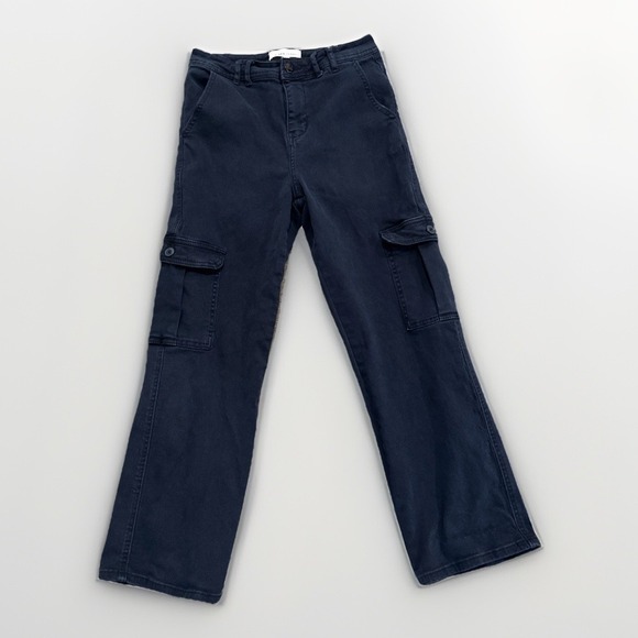 Risen Jeans Womens 27 Cargo High Rise Straight Leg Blueberry Navy Blue Pants - Picture 1 of 8